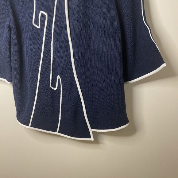 JASKAR Knit Cardigan Sweater Navy White Hand Painted Wearable Art Women S/M/L - Picture 8 of 16